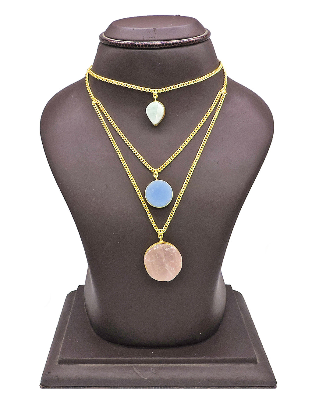 Jewelled Trio Layered Necklace - Statement Necklaces - Gold-Plated & Hypoallergenic Jewellery - Made in India - Dubai Jewellery - Dori