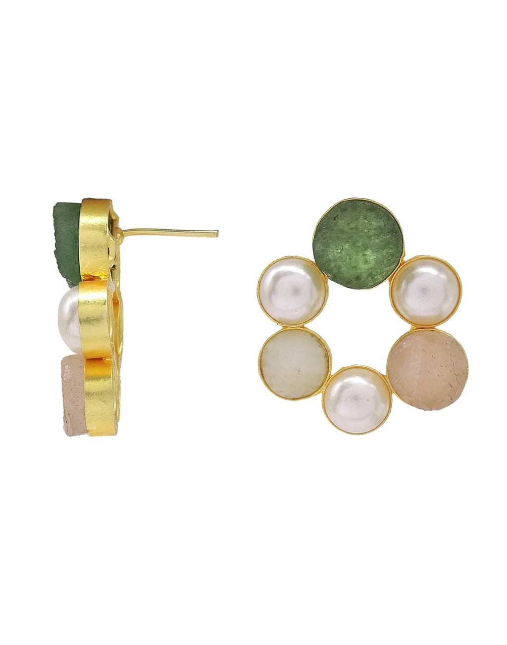 Trio Circle Floral Studs- Handcrafted Jewellery from Dori
