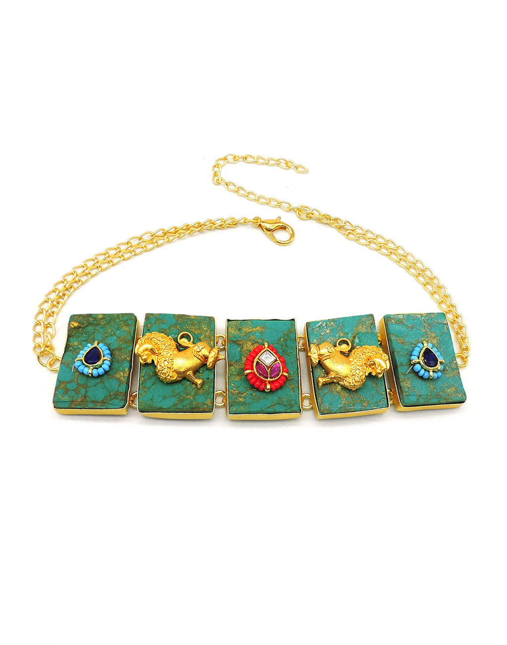 Engraved Bhatti Necklace - Statement Necklaces - Gold-Plated & Hypoallergenic Jewellery - Made in India - Dubai Jewellery - Dori