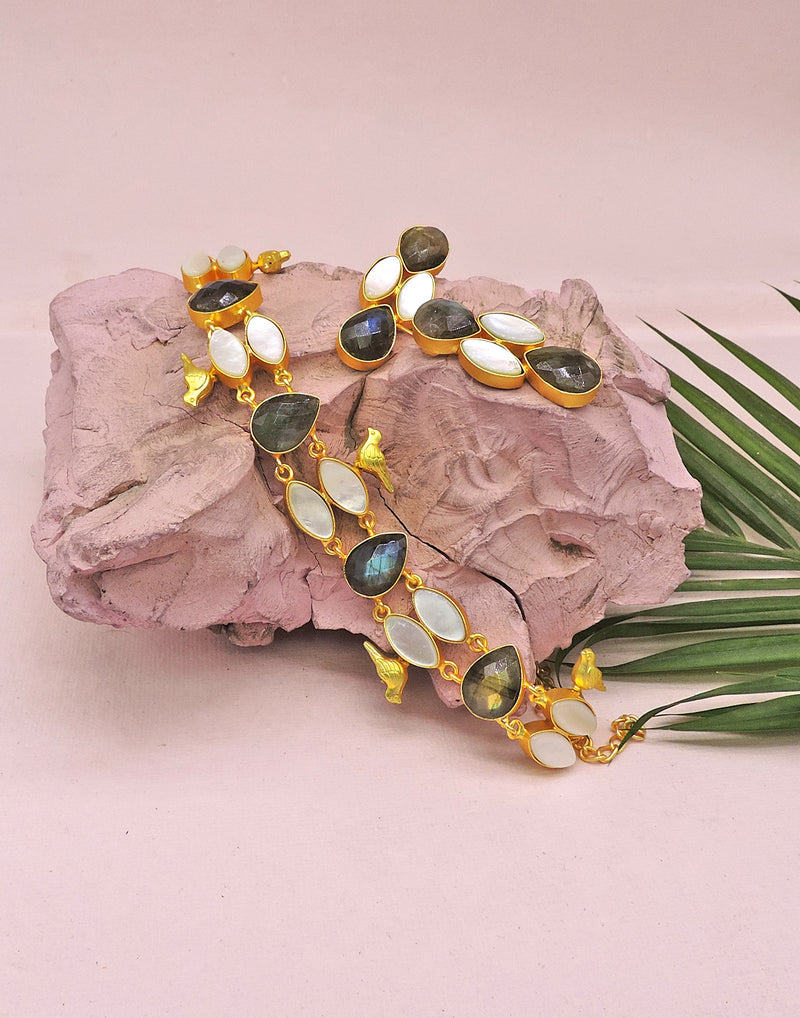 Bird Labradorite Necklace - Statement Necklaces - Gold-Plated & Hypoallergenic Jewellery - Made in India - Dubai Jewellery - Dori