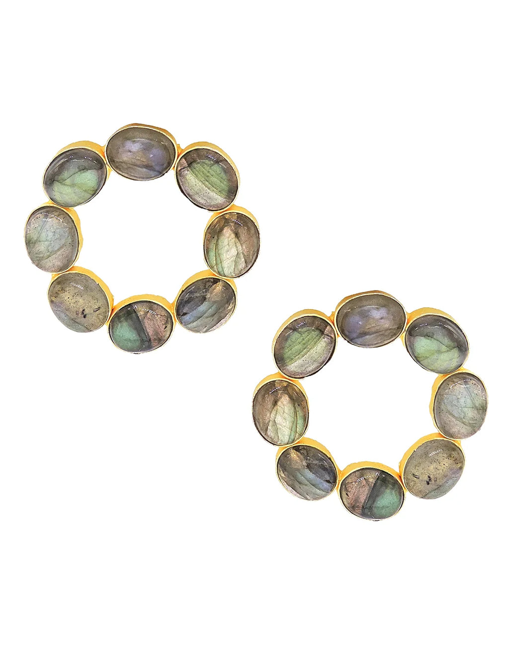 Labradorite Round Frame Earrings- Handcrafted Jewellery from Dori