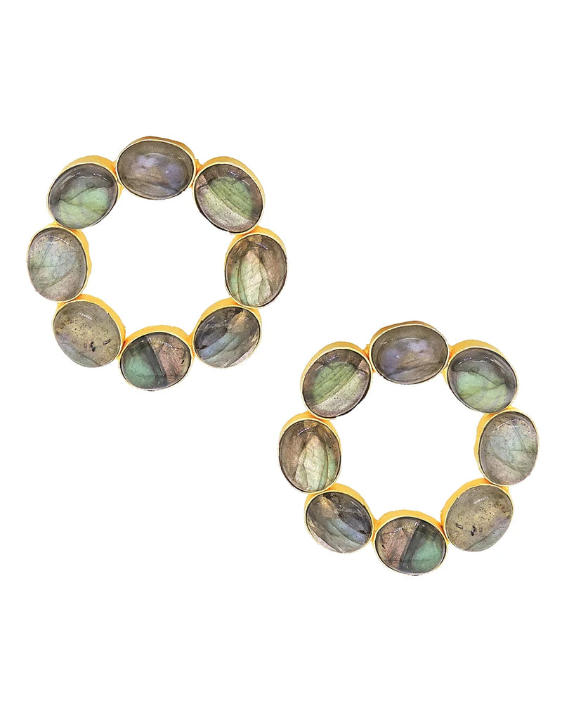 Labradorite Round Frame Earrings