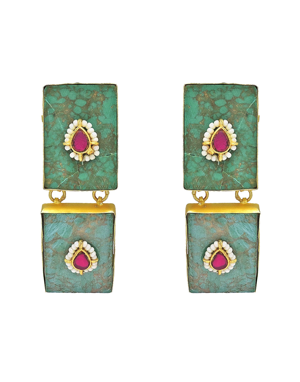 Twin Bhatti Earrings - Statement Earrings - Gold-Plated & Hypoallergenic - Made in India - Dubai Jewellery - Dori