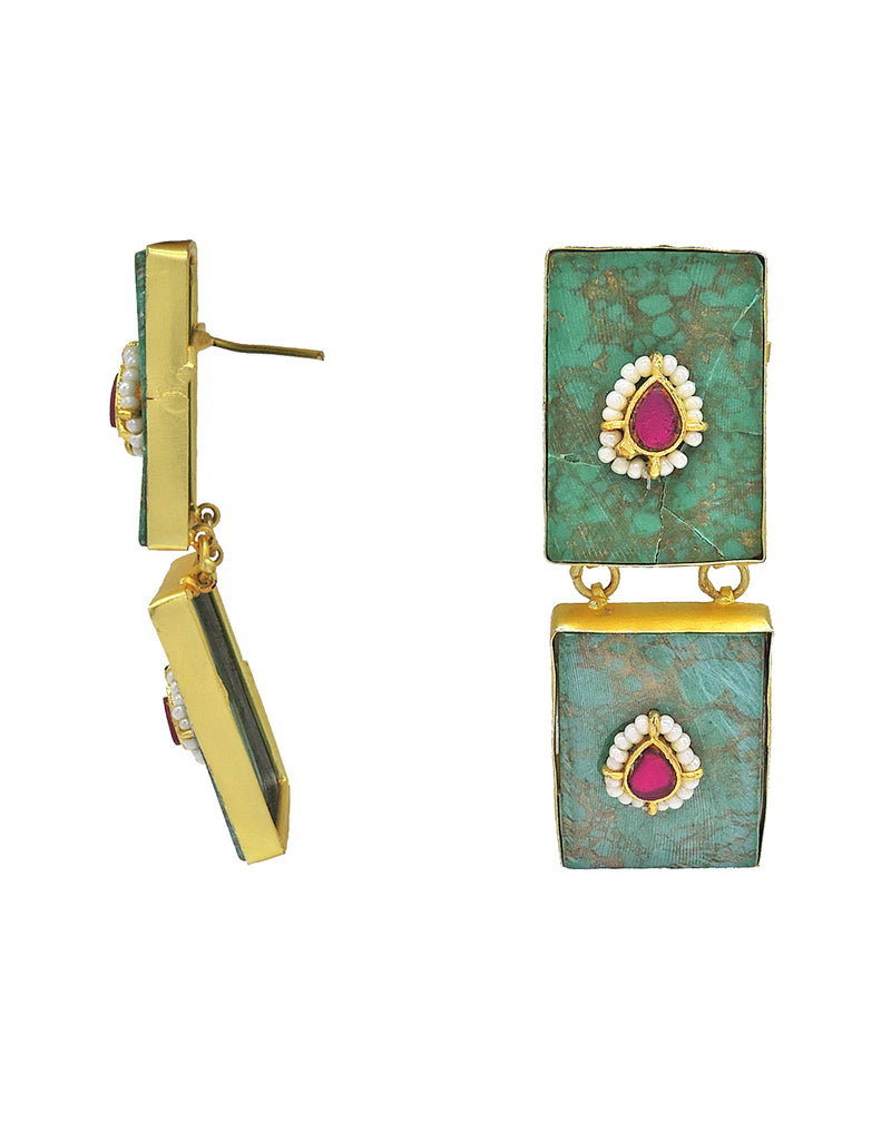 Twin Bhatti Earrings - Statement Earrings - Gold-Plated & Hypoallergenic - Made in India - Dubai Jewellery - Dori