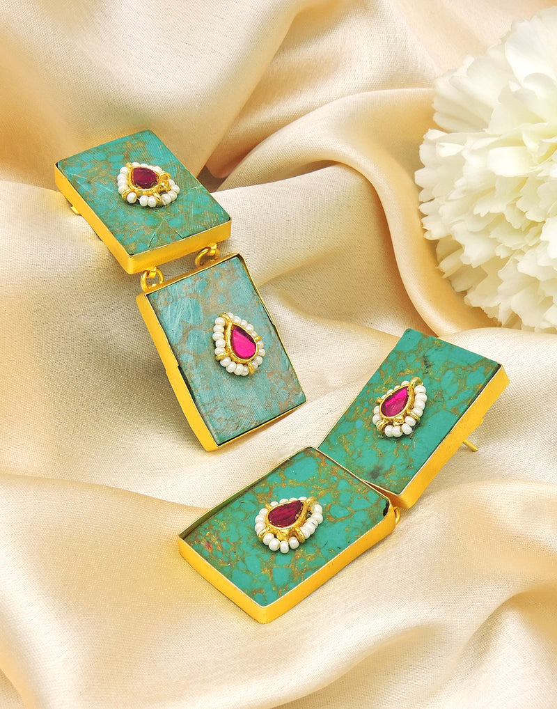 Twin Bhatti Earrings - Statement Earrings - Gold-Plated & Hypoallergenic - Made in India - Dubai Jewellery - Dori