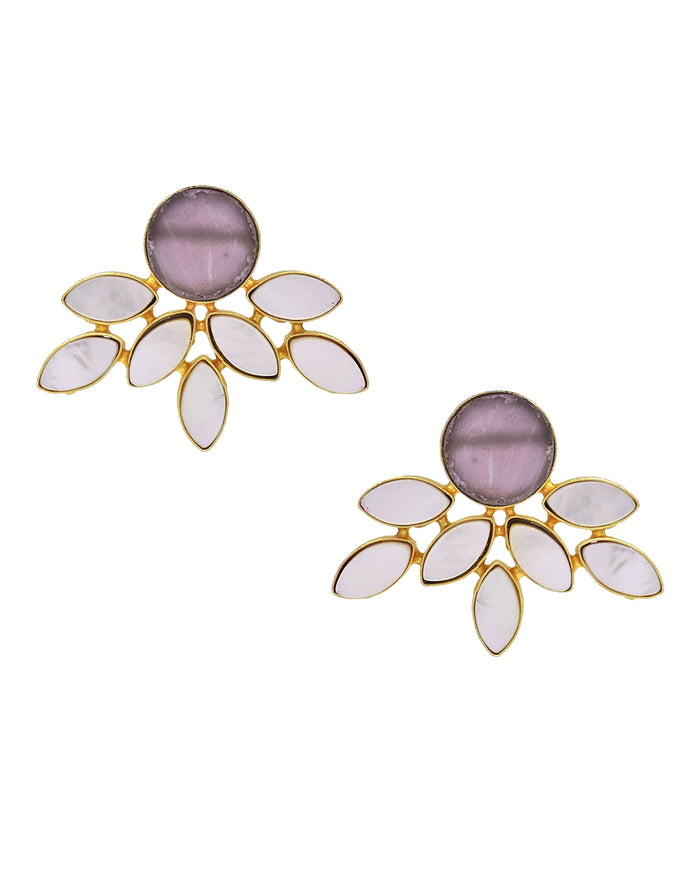 Firework Earrings (Amethyst) - Statement Earrings - Gold-Plated & Hypoallergenic - Made in India - Dubai Jewellery - Dori