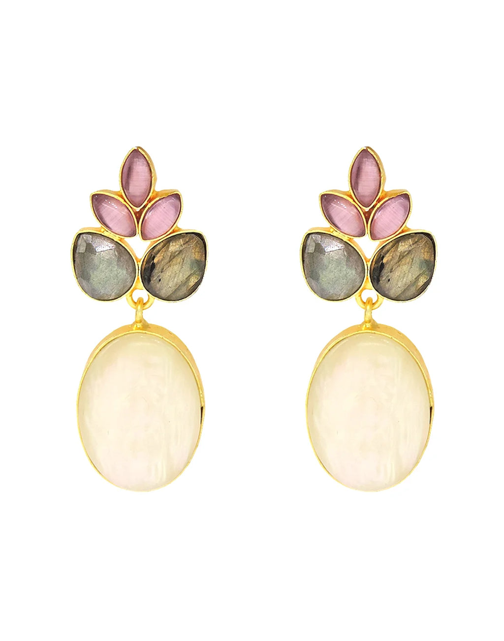 Trio Glass & Pearl Earrings- Handcrafted Jewellery from Dori