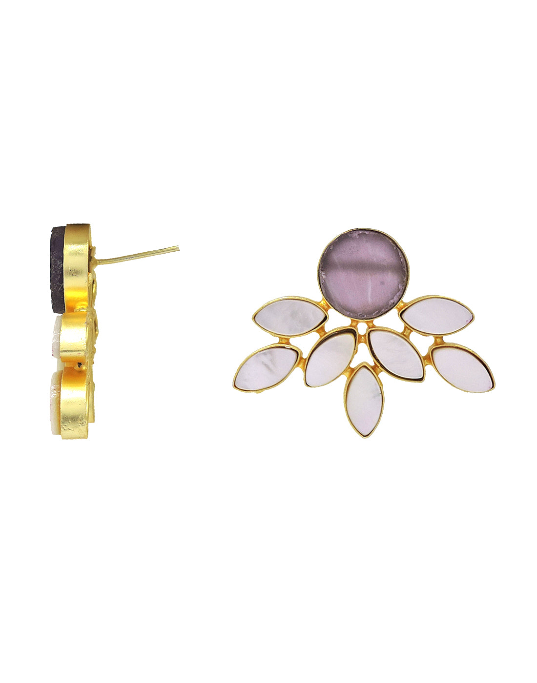 Firework Earrings (Amethyst) - Statement Earrings - Gold-Plated & Hypoallergenic - Made in India - Dubai Jewellery - Dori