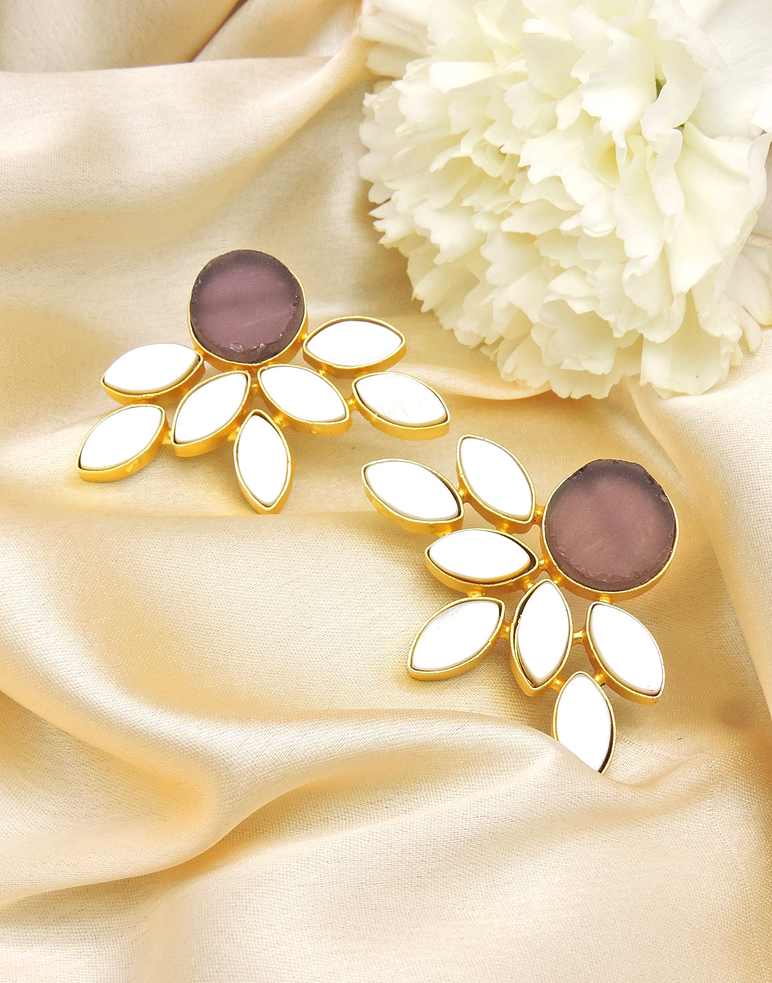 Firework Earrings (Amethyst) - Statement Earrings - Gold-Plated & Hypoallergenic - Made in India - Dubai Jewellery - Dori