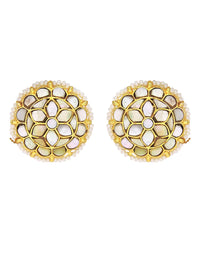 Pearl & Shell Round Cluster Earrings- Handcrafted Jewellery from Dori