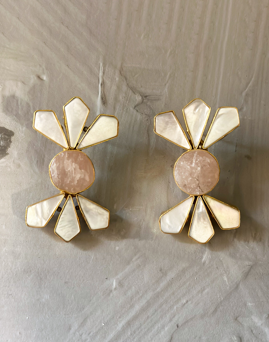 Candy Earrings (Rose Quartz) - Statement Earrings - Gold-Plated & Hypoallergenic Jewellery - Made in India - Dubai Jewellery - Dori