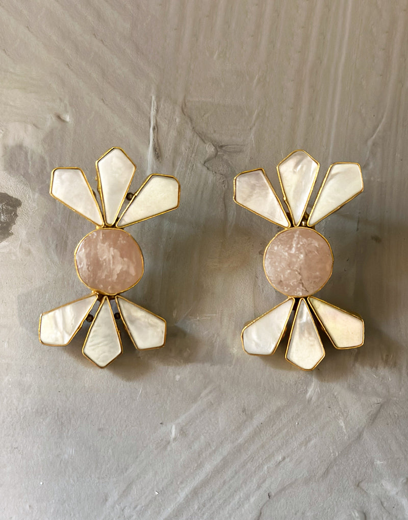 Candy Earrings (Rose Quartz) - Statement Earrings - Gold-Plated & Hypoallergenic Jewellery - Made in India - Dubai Jewellery - Dori