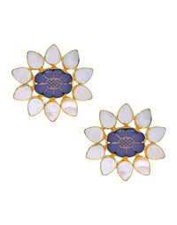 Oval Flower Earrings - Statement Earrings - Gold-Plated & Hypoallergenic - Made in India - Dubai Jewellery - Dori