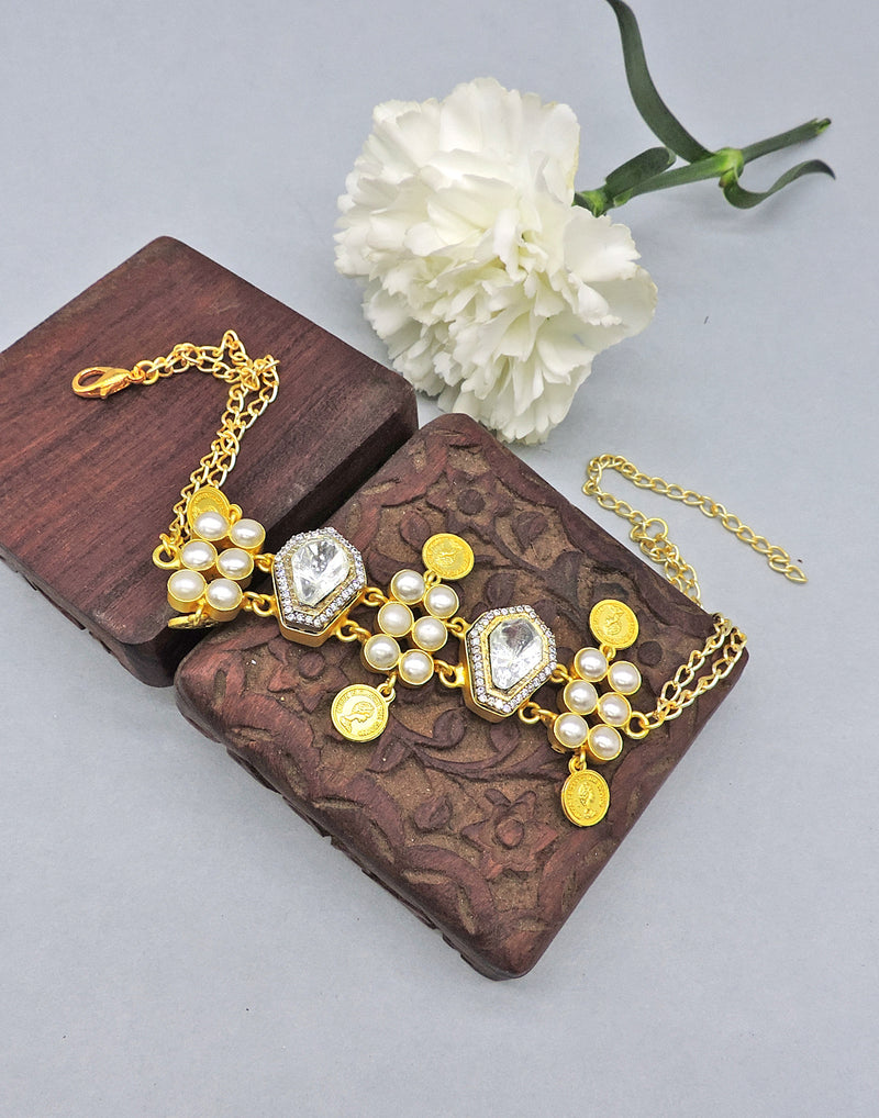 Coin & Crystal Necklace - Statement Necklaces - Gold-Plated & Hypoallergenic Jewellery - Made in India - Dubai Jewellery - Dori