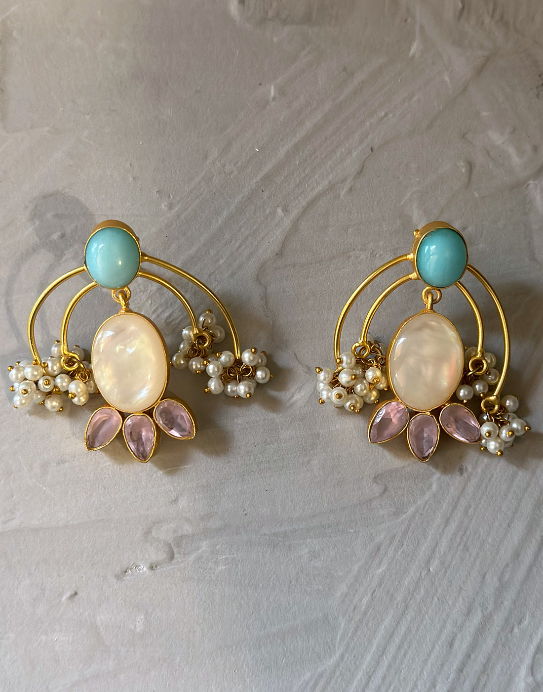 Shell Chandelier Earrings - Statement Earrings - Gold-Plated & Hypoallergenic Jewellery - Made in India - Dubai Jewellery - Dori