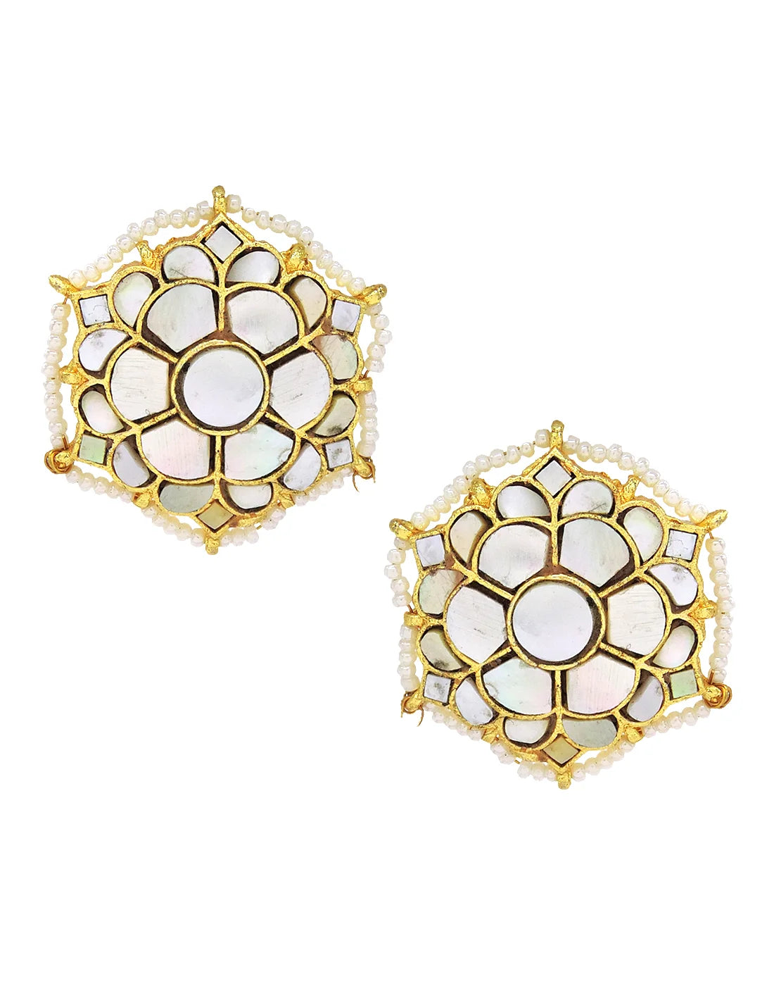 Pearl & Shell Lantern Cluster Earrings- Handcrafted Jewellery from Dori