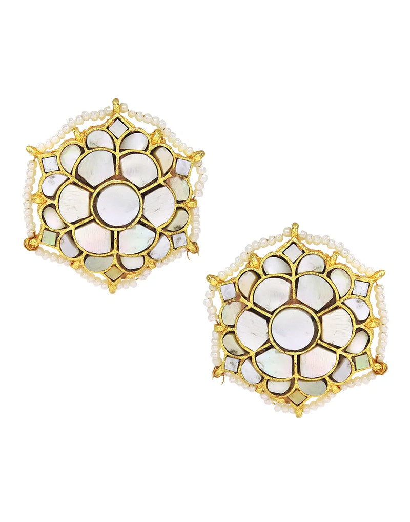 Pearl & Shell Lantern Cluster Earrings