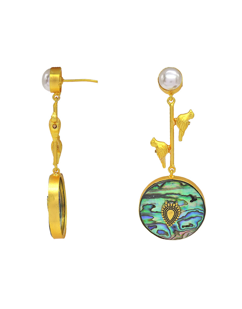 Twin Bird Earrings - Statement Earrings - Gold-Plated & Hypoallergenic - Made in India - Dubai Jewellery - Dori