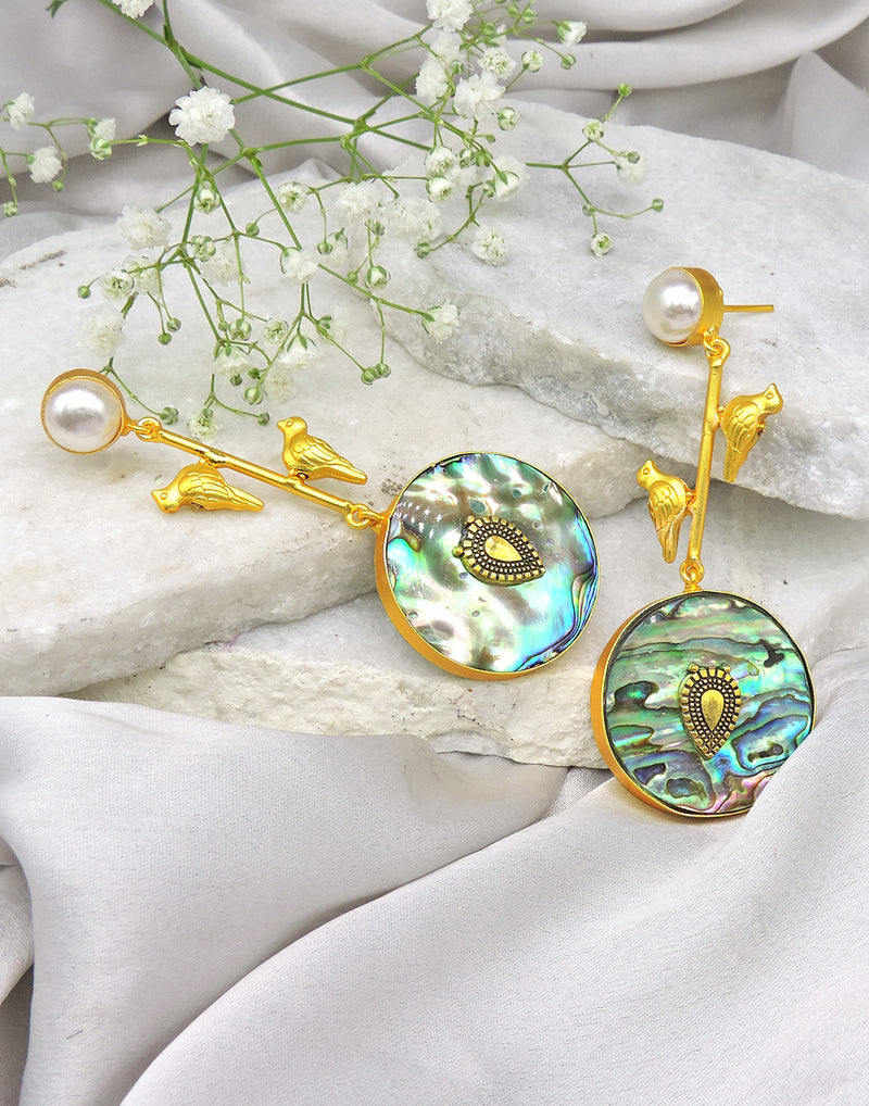 Twin Bird Earrings - Statement Earrings - Gold-Plated & Hypoallergenic - Made in India - Dubai Jewellery - Dori