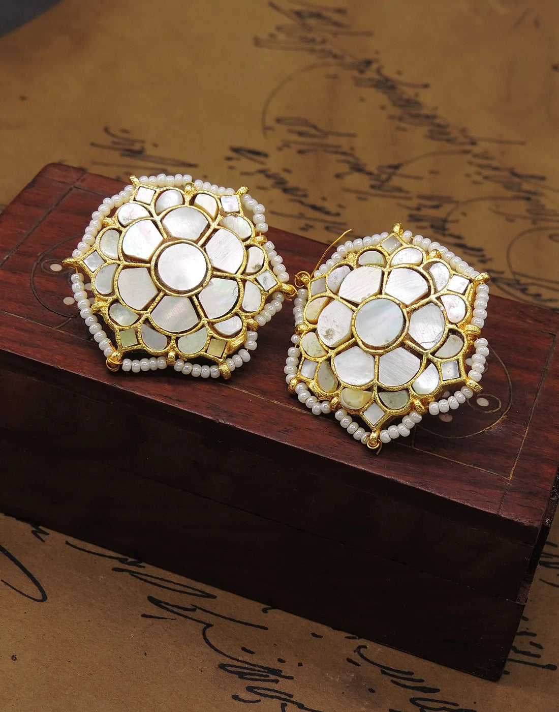 Pearl & Shell Lantern Cluster Earrings- Handcrafted Jewellery from Dori