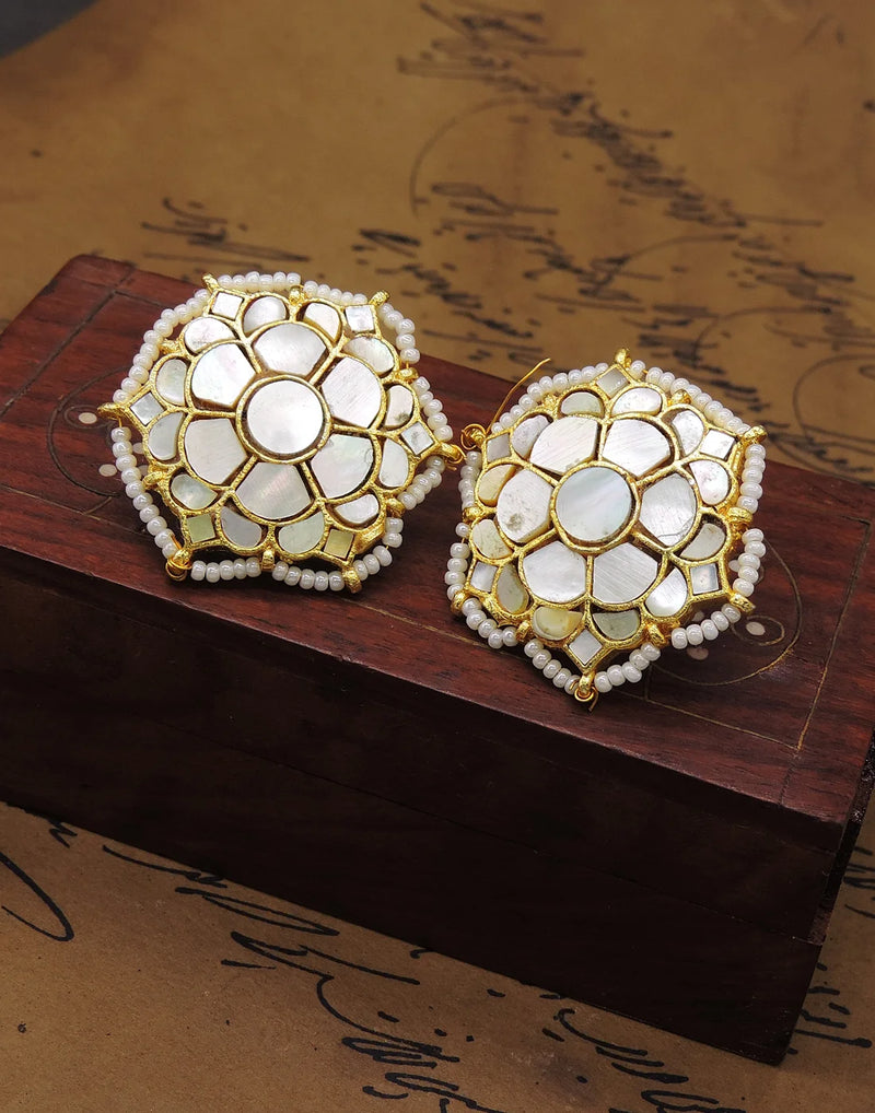 Pearl & Shell Lantern Cluster Earrings