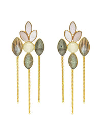 Labradorite & MOP Chain Earrings- Handcrafted Jewellery from Dori