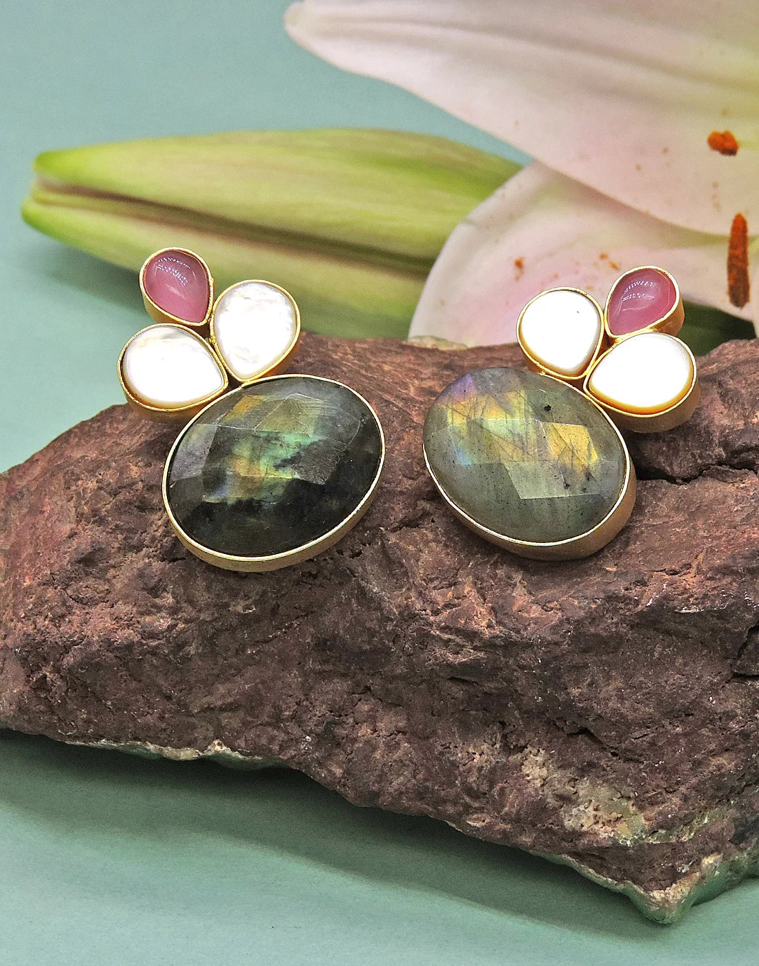 Glass & Labradorite Earrings- Handcrafted Jewellery from Dori