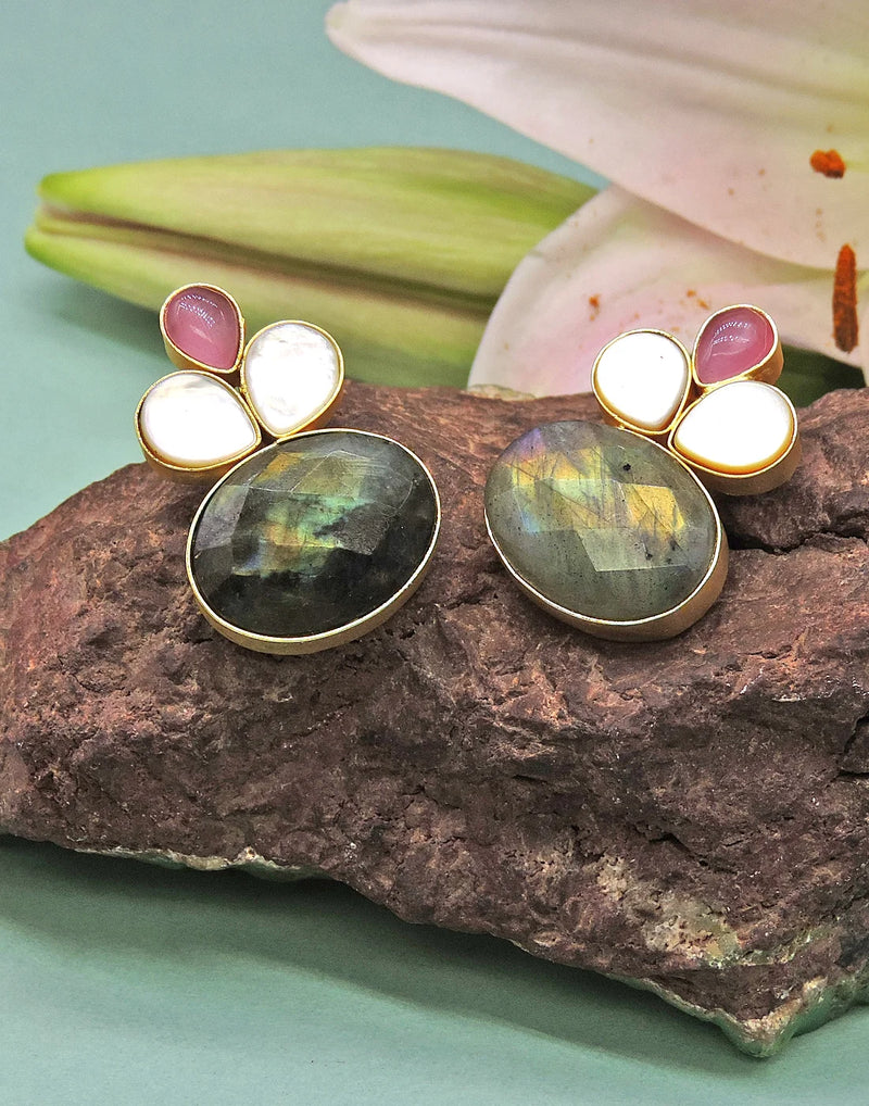 Glass & Labradorite Earrings- Handcrafted Jewellery from Dori