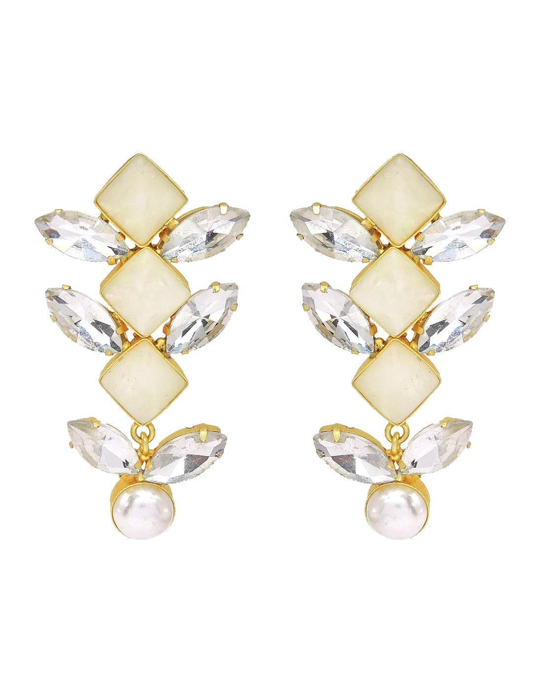 Pearl & Crystal Statement Earrings- Handcrafted Jewellery from Dori