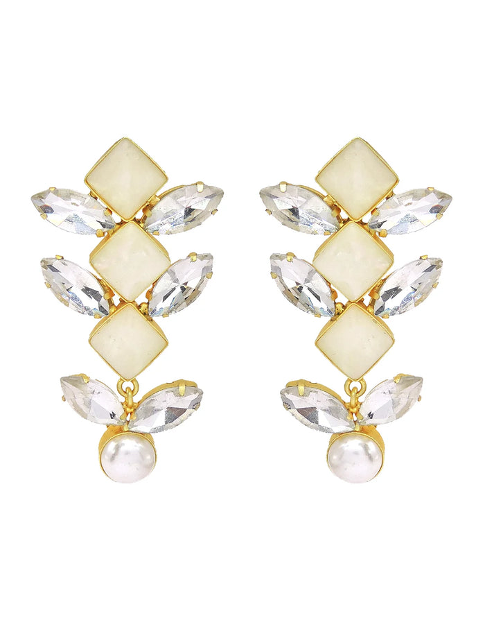 Pearl & Crystal Statement Earrings- Handcrafted Jewellery from Dori