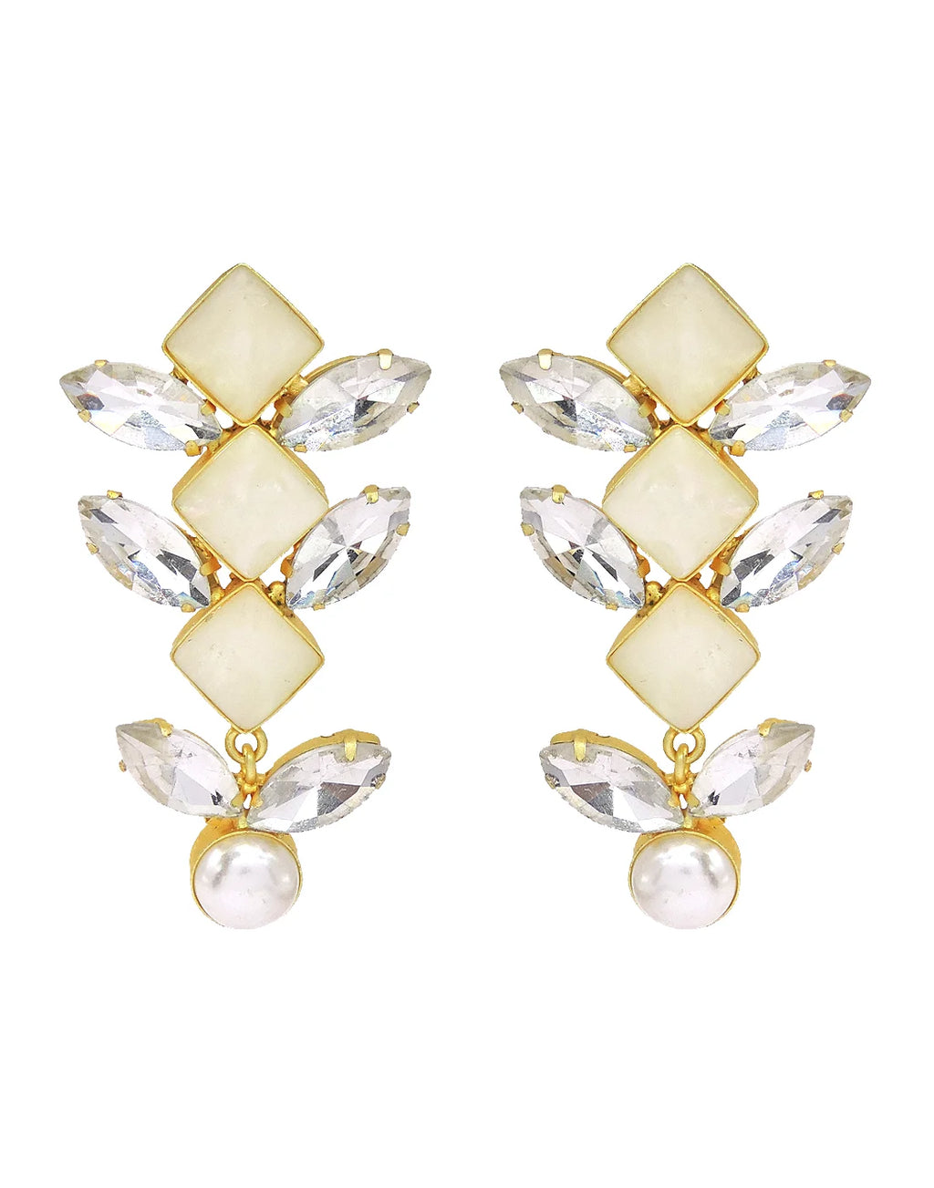 Pearl & Crystal Statement Earrings- Handcrafted Jewellery from Dori
