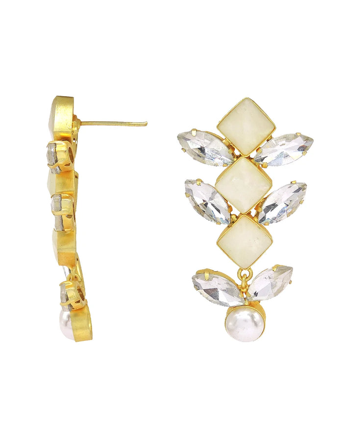 Pearl & Crystal Statement Earrings- Handcrafted Jewellery from Dori