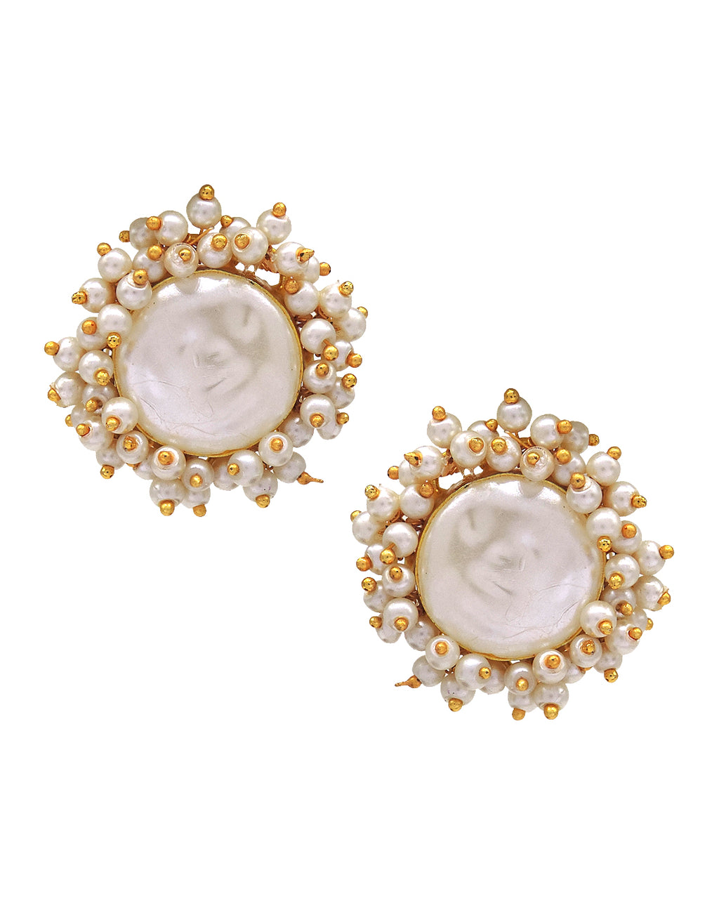 Baroque Pearl Bloom Earrings - Statement Earrings - Gold-Plated & Hypoallergenic Jewellery - Made in India - Dubai Jewellery - Dori