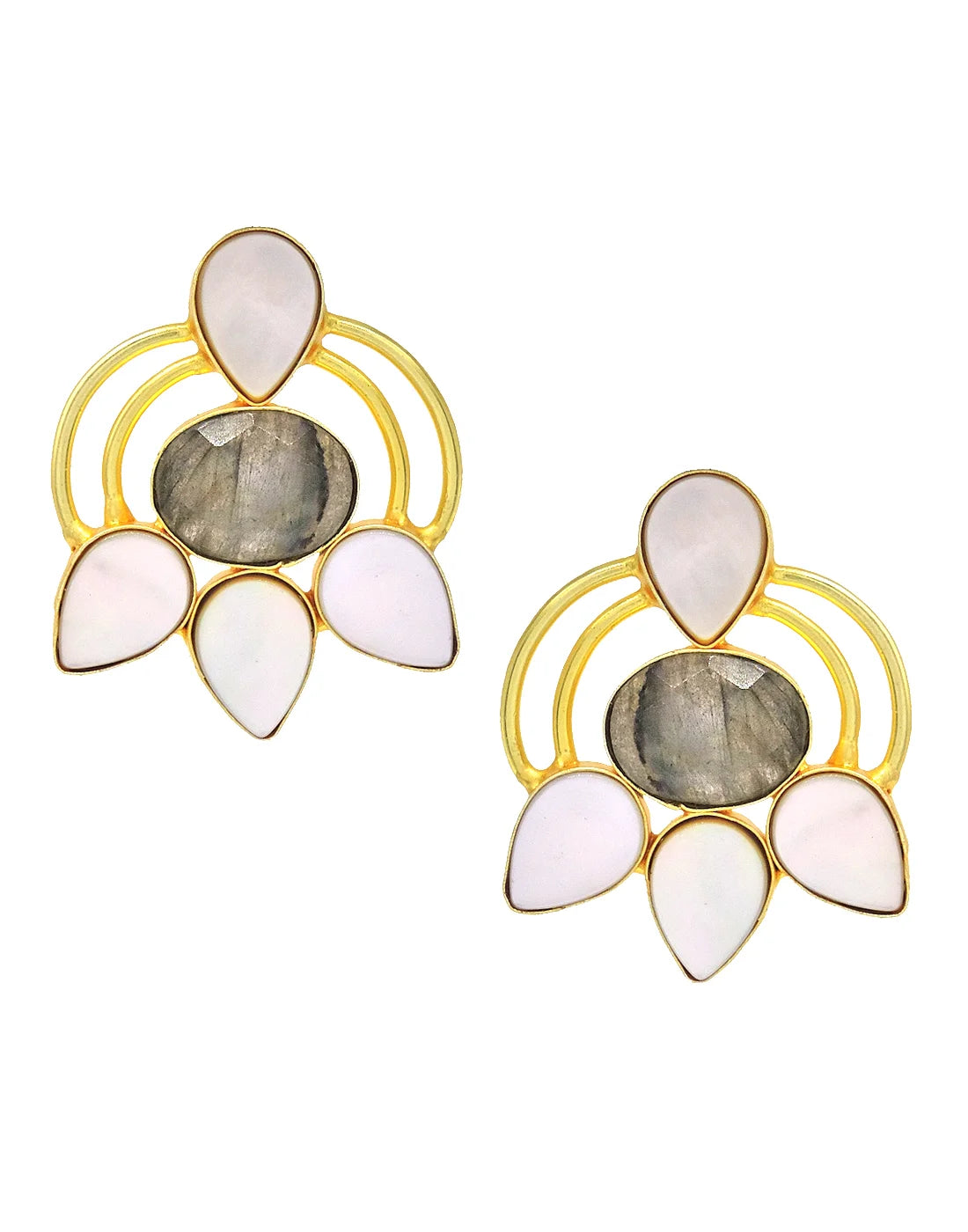 Labradorite & Shell Earrings- Handcrafted Jewellery from Dori