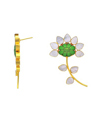 Flower Stem Earrings - Statement Earrings - Gold-Plated & Hypoallergenic - Made in India - Dubai Jewellery - Dori