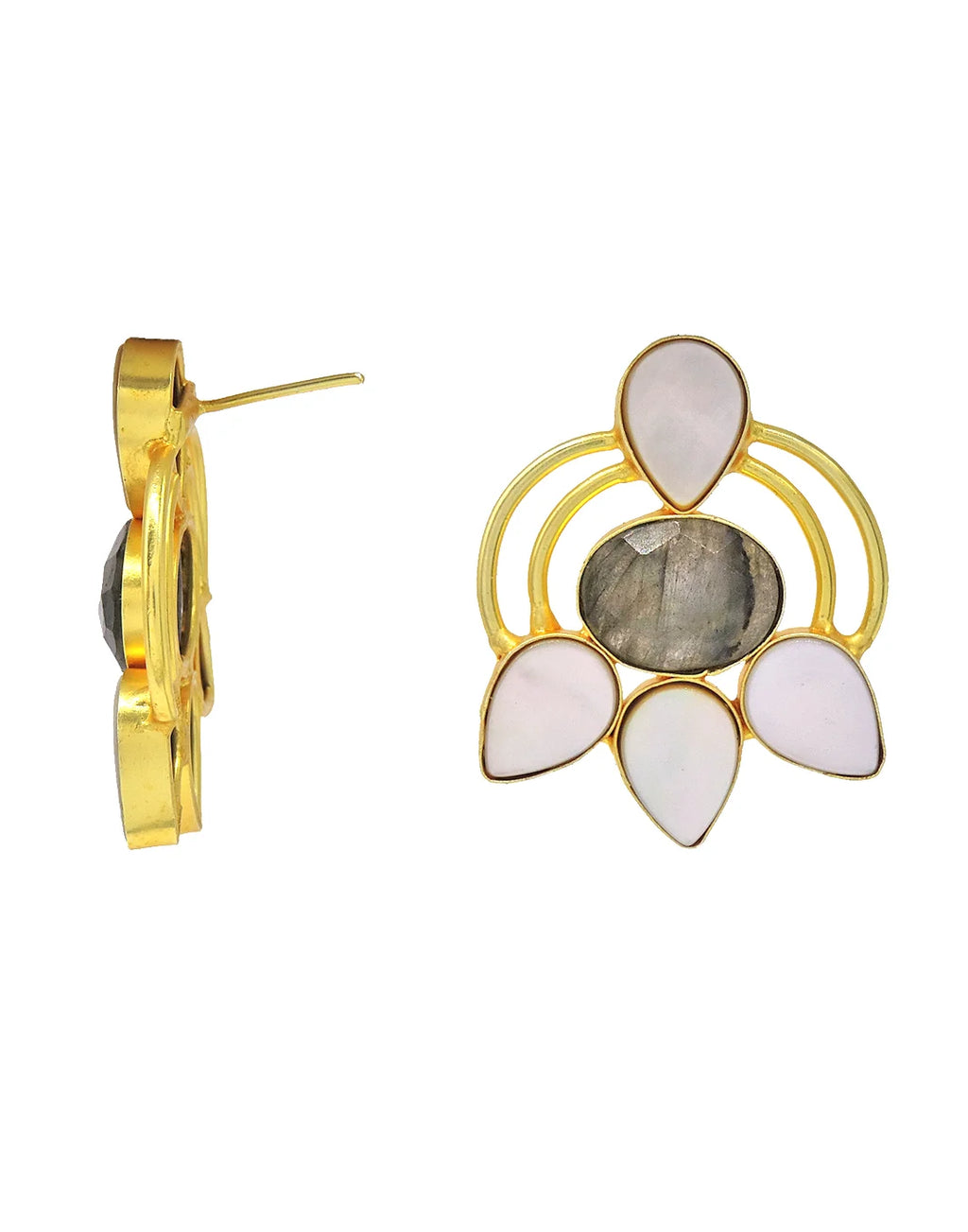 Labradorite & Shell Earrings- Handcrafted Jewellery from Dori