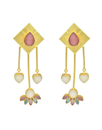 Triangle Vine Earrings - Statement Earrings - Gold-Plated & Hypoallergenic - Made in India - Dubai Jewellery - Dori