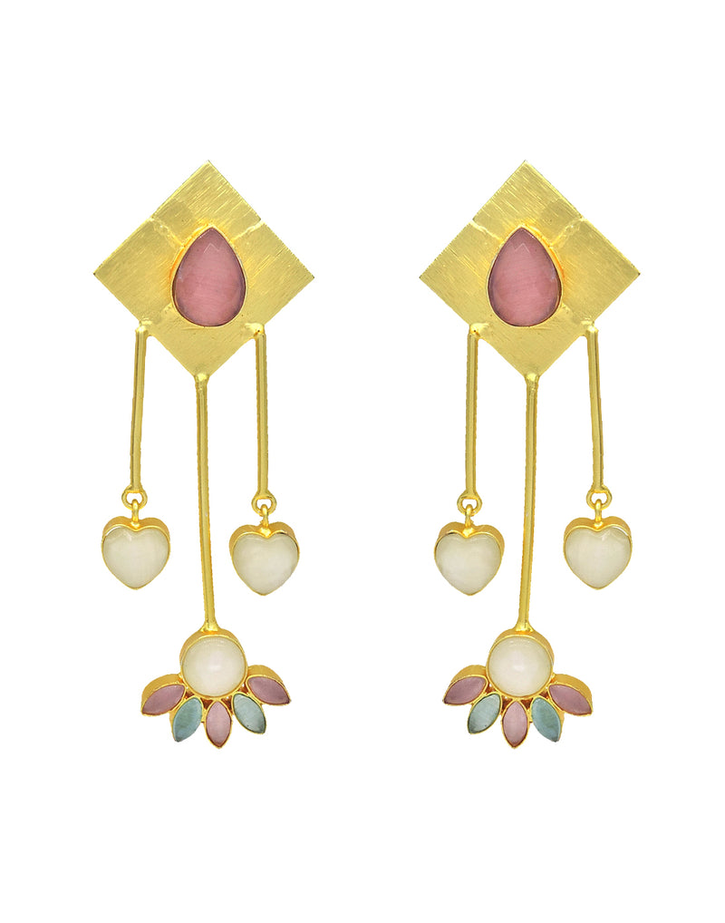 Triangle Vine Earrings - Statement Earrings - Gold-Plated & Hypoallergenic - Made in India - Dubai Jewellery - Dori