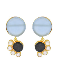 Blue Onyx & Quartz Earrings- Handcrafted Jewellery from Dori