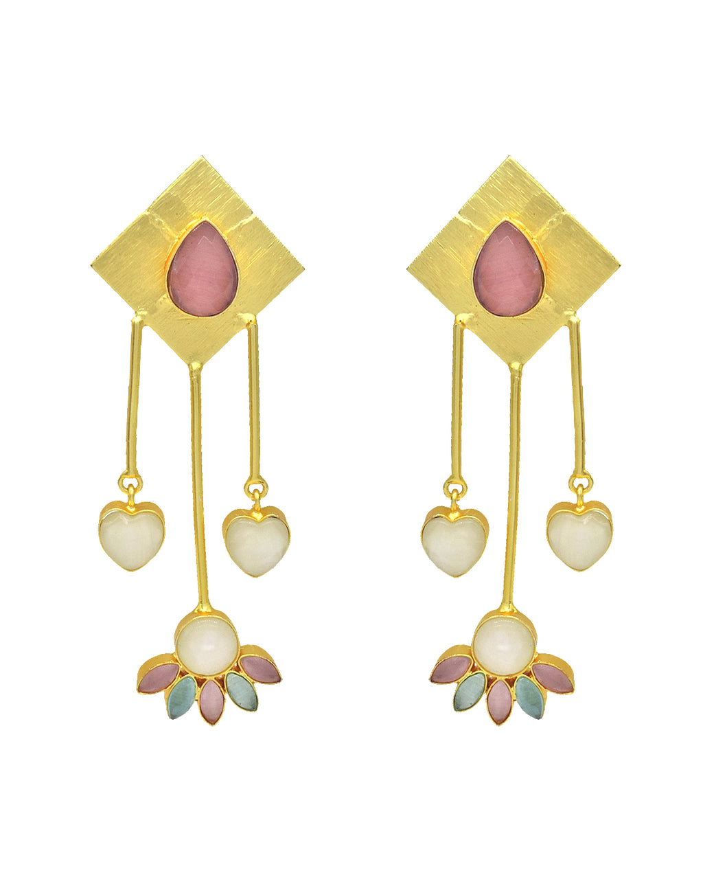 Triangle Vine Earrings - Statement Earrings - Gold-Plated & Hypoallergenic - Made in India - Dubai Jewellery - Dori