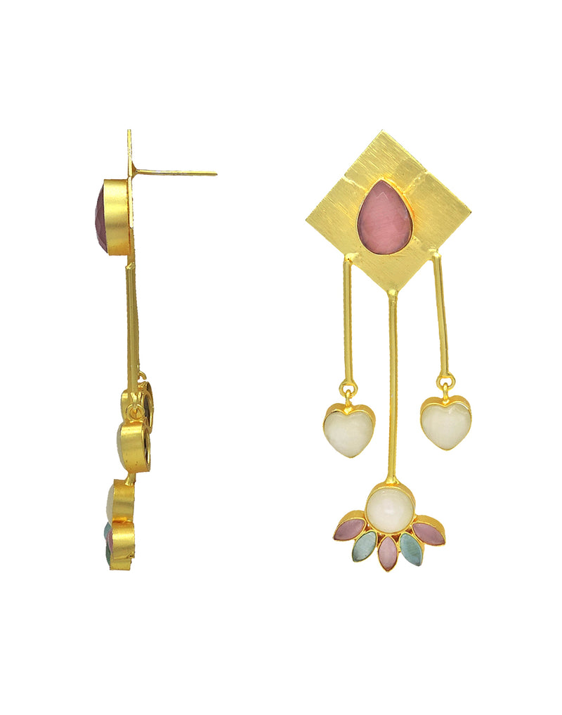 Triangle Vine Earrings - Statement Earrings - Gold-Plated & Hypoallergenic - Made in India - Dubai Jewellery - Dori