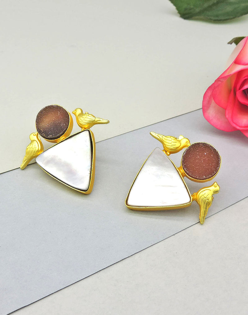 Inverted Triangle Earrings - Statement Earrings - Gold-Plated & Hypoallergenic - Made in India - Dubai Jewellery - Dori