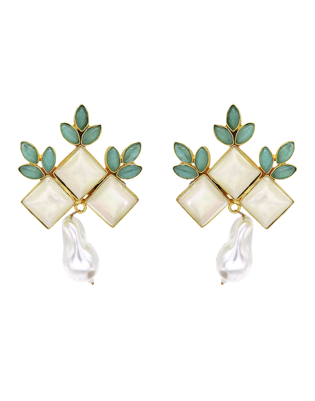 Flower Crown Earrings | Pink & Green- Handcrafted Jewellery from Dori