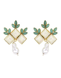 Flower Crown Earrings | Pink & Green- Handcrafted Jewellery from Dori