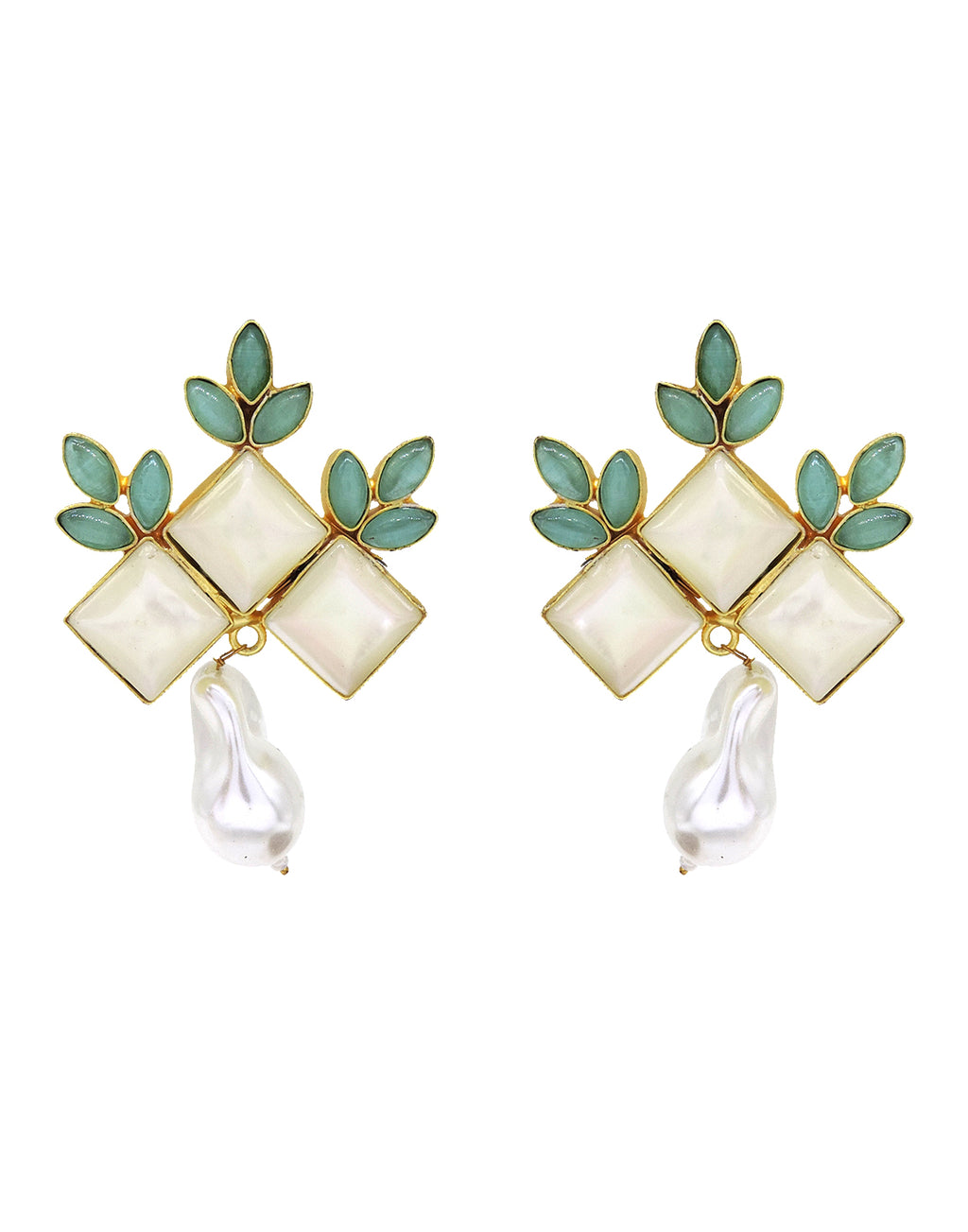 Flower Crown Earrings | Pink & Green- Handcrafted Jewellery from Dori