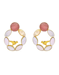 Pearl Cage Earrings (Quartz) - Statement Earrings - Gold-Plated & Hypoallergenic - Made in India - Dubai Jewellery - Dori