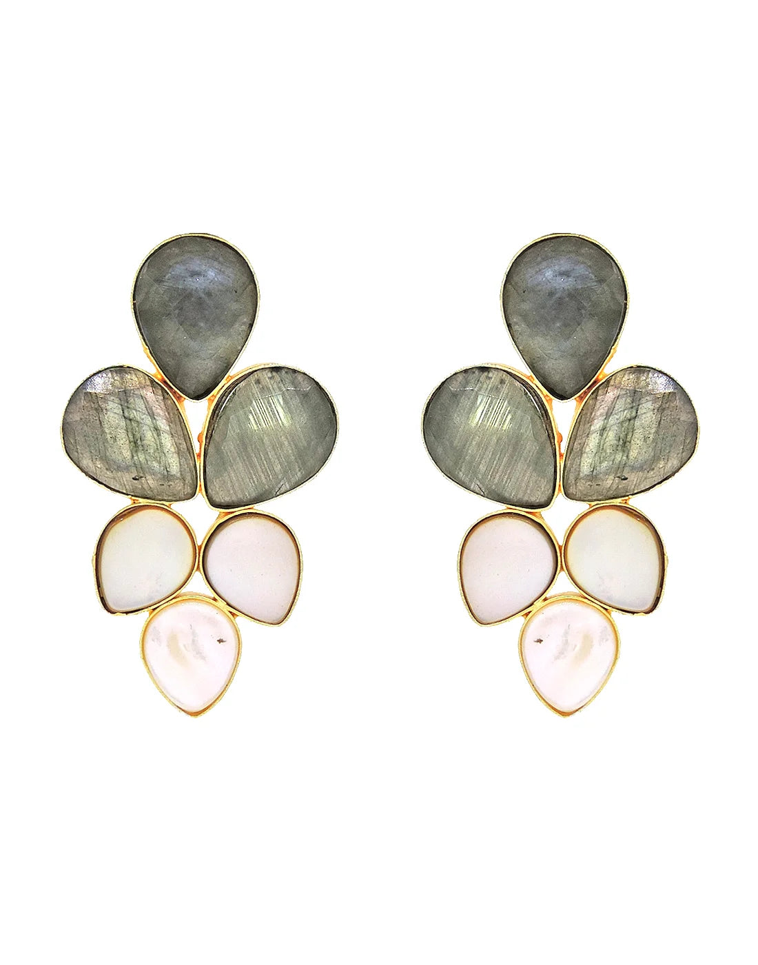 Labradorite & Shell Cluster Earrings