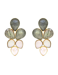 Labradorite & Shell Cluster Earrings- Handcrafted Jewellery from Dori