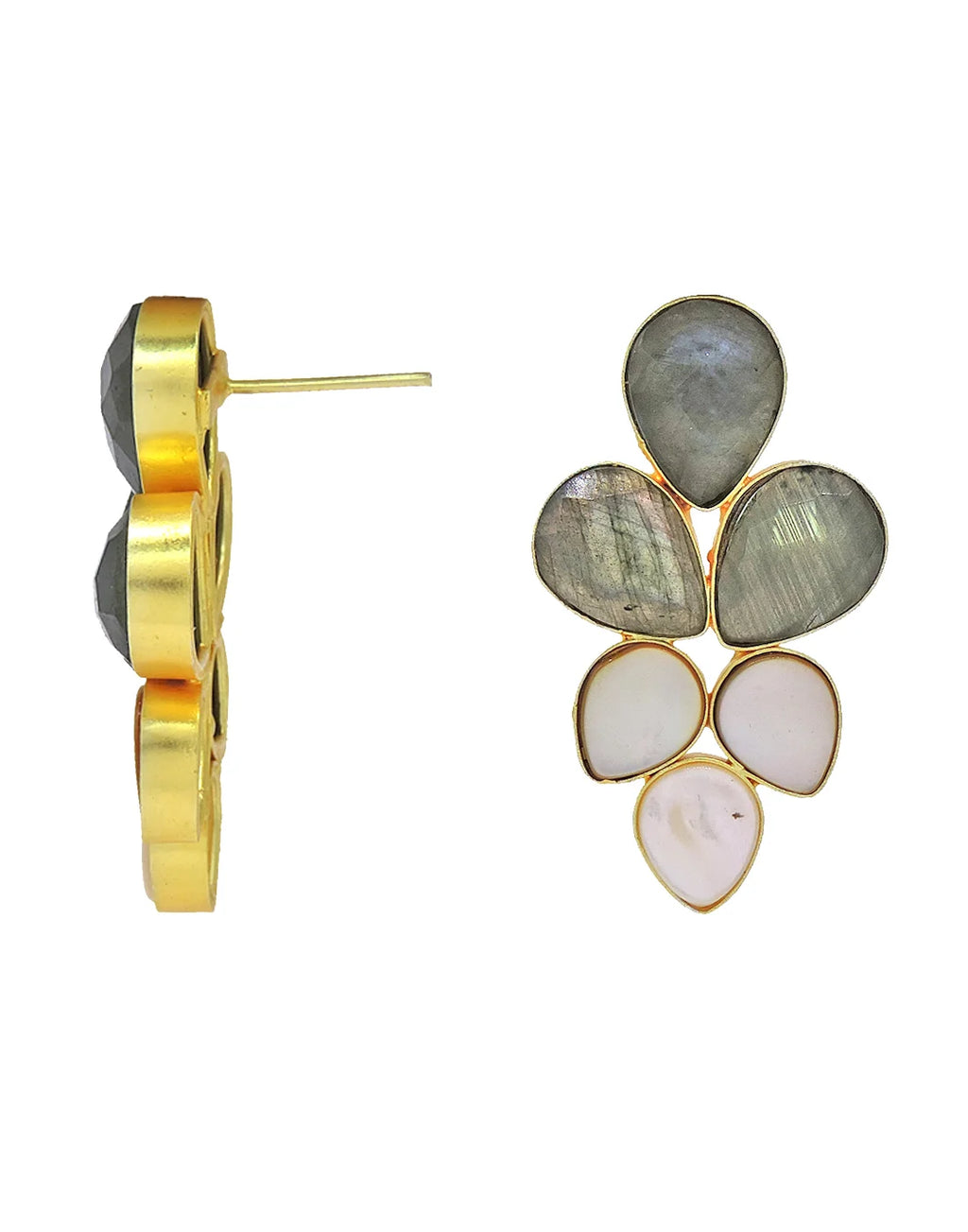Labradorite & Shell Cluster Earrings