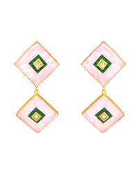 Pink Diamond Earrings - Statement Earrings - Gold-Plated & Hypoallergenic - Made in India - Dubai Jewellery - Dori